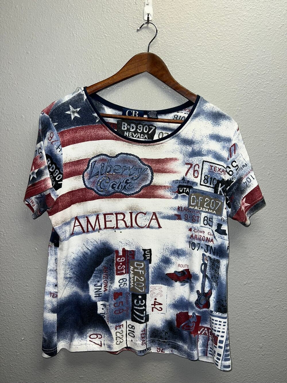 Womens CB Casual Shirt Liberty Cafe America Top Tee Y2K 2000s Women XL